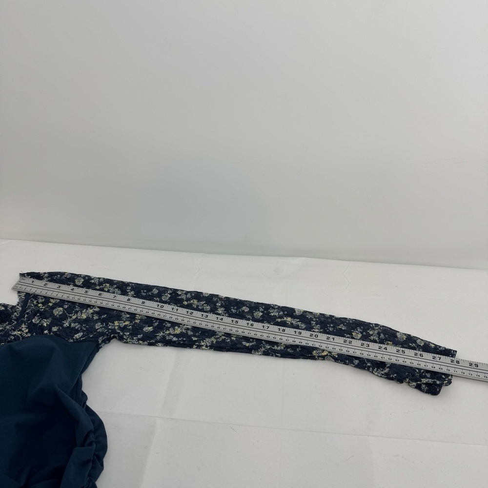 NWD Free People Josie Size L Floral Lace Sleeve Ruched Side Top - Picture 8 of 12